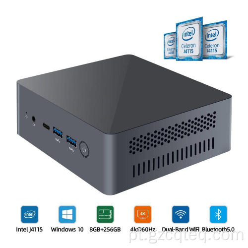 Mini PC Intel Celeron J4125 com display triplo